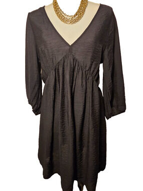 H&M Womens Black Crinkled Divided Backless Mini Dress Long Sleeve Open Back S